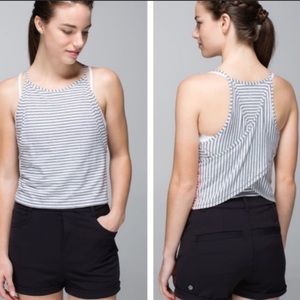 Lululemon Grey/White Striped Crop Top